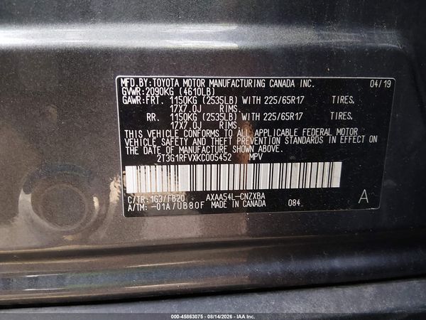 2019 TOYOTA RAV4 LE