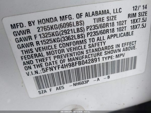 2015 HONDA PILOT TOURING