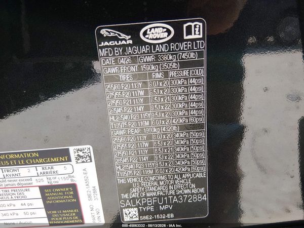 2026 LAND ROVER RANGE ROVER P400 SE 7 SEAT