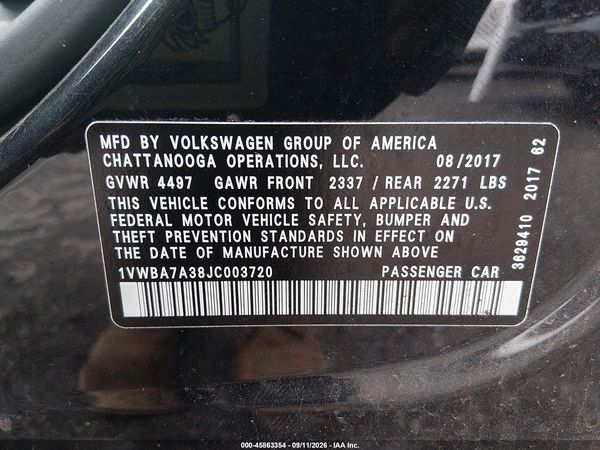 2018 VOLKSWAGEN PASSAT 2.0T SE — I9