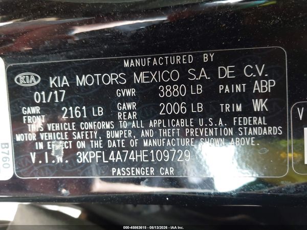 2017 KIA FORTE LX