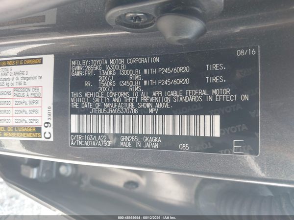 2016 TOYOTA 4RUNNER LIMITED