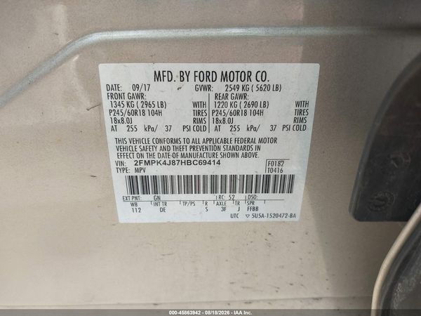 2017 FORD EDGE SEL — I9
