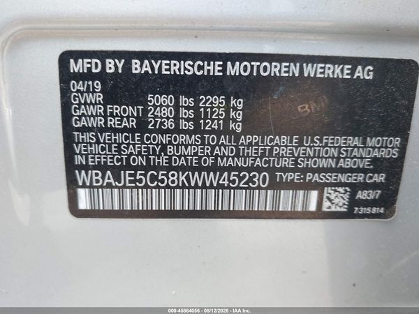 2019 BMW 540I