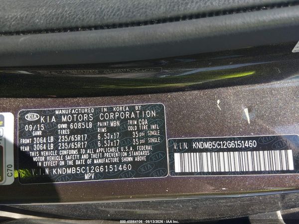 2016 KIA SEDONA LX