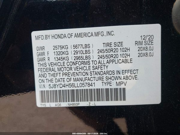 2020 ACURA MDX TECHNOLOGY PACKAGE