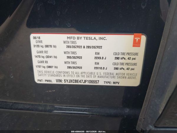 2018 TESLA MODEL X 100D/75D/P100D
