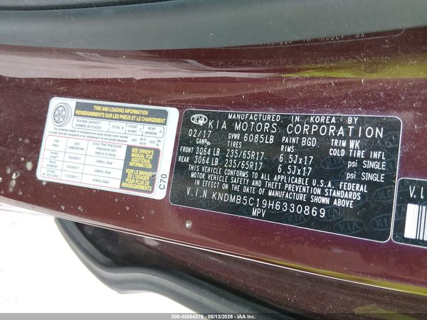 2017 KIA SEDONA LX