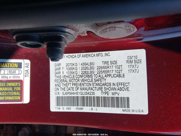 2016 HONDA CR-V EX