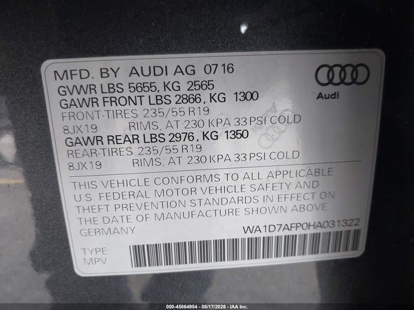 2017 AUDI Q5 3.0T PREMIUM PLUS