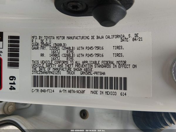 2021 TOYOTA TACOMA SR5 V6