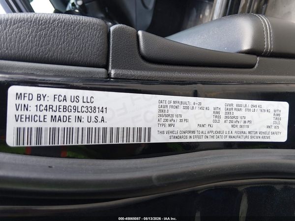 2020 JEEP GRAND CHEROKEE LIMITED X 4X2