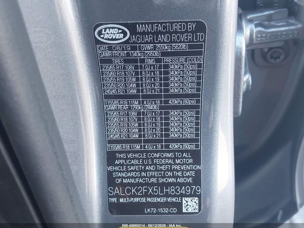 2020 LAND ROVER DISCOVERY SPORT STANDARD