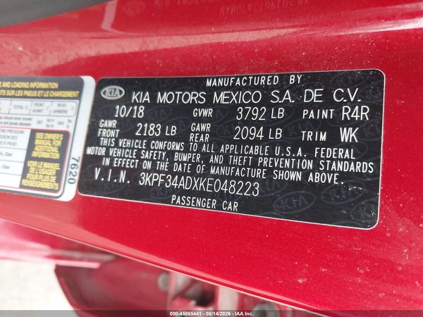 2019 KIA FORTE S