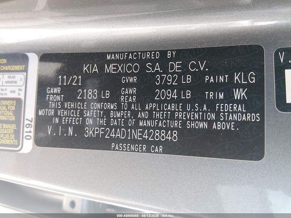 2022 KIA FORTE LXS