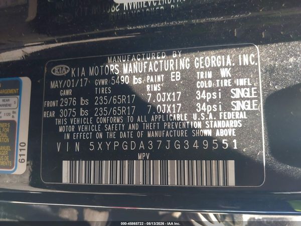2018 KIA SORENTO 2.4L LX