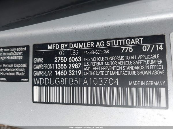 2015 MERCEDES-BENZ S 550 4MATIC