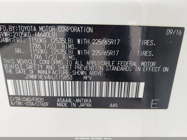 2017 TOYOTA RAV4 LE