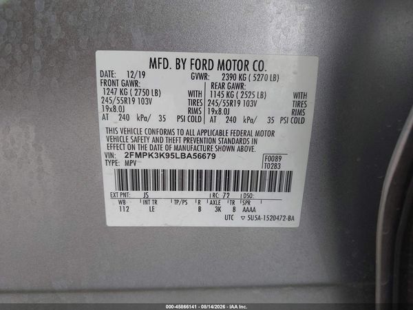 2020 FORD EDGE TITANIUM — I9