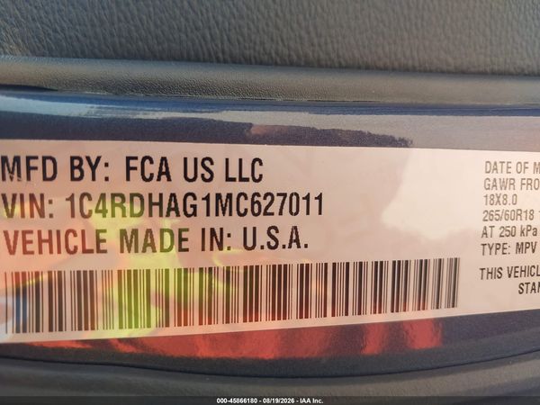 2021 DODGE DURANGO SXT PLUS RWD — I9