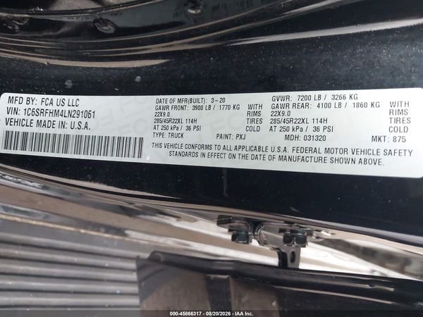 2020 RAM 1500 LIMITED  4X4 5'7 BOX — I9