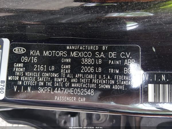 2017 KIA FORTE LX