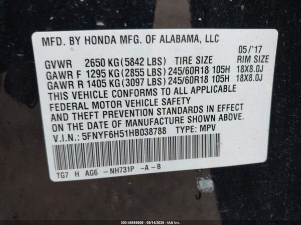 2017 HONDA PILOT EX-L