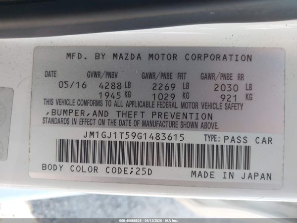 2016 MAZDA MAZDA6 I TOURING