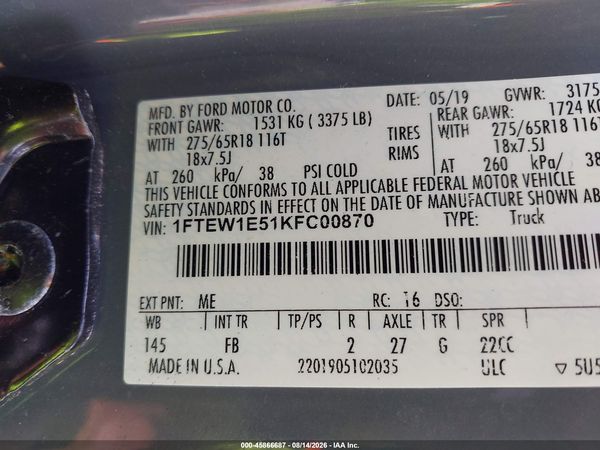 2019 FORD F-150 XLT