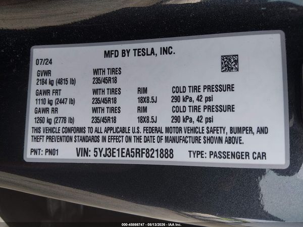 2024 TESLA MODEL 3