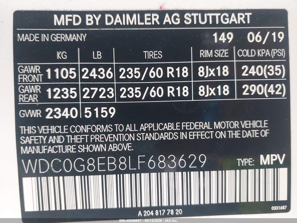 2020 MERCEDES-BENZ GLC 300 4MATIC — I9