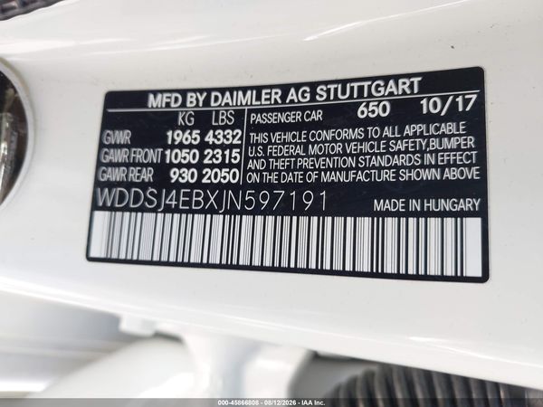 2018 MERCEDES-BENZ CLA 250 CLA250