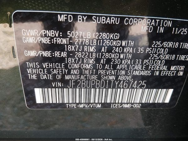 2026 SUBARU OUTBACK PREMIUM — I9