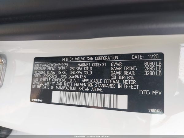 2021 VOLVO XC90 T6 MOMENTUM 7 PASSENGER