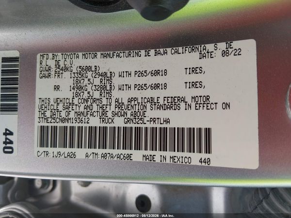 2022 TOYOTA TACOMA LIMITED