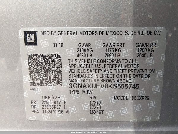 2019 CHEVROLET EQUINOX LT — I9
