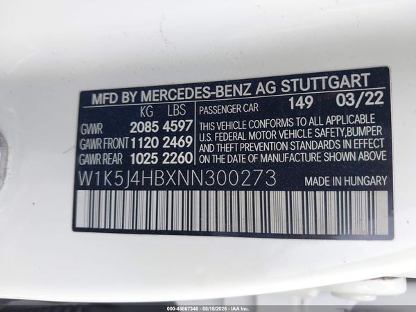2022 MERCEDES-BENZ CLA 250 COUPE 4MATIC