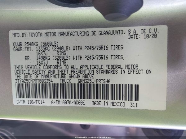 2021 TOYOTA TACOMA SR5 V6
