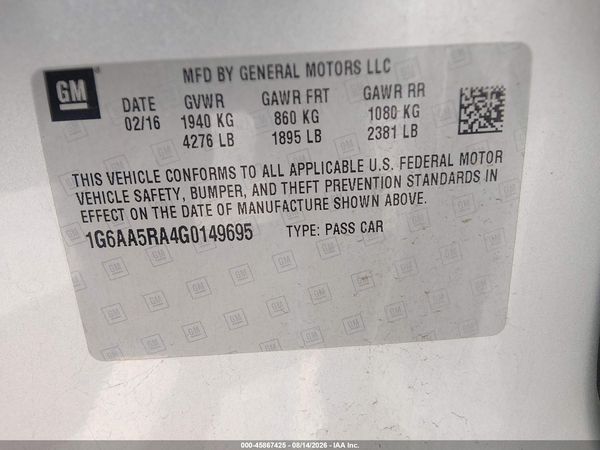 2016 CADILLAC ATS STANDARD