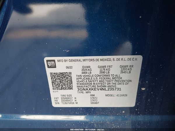 2022 CHEVROLET EQUINOX FWD LT — I9