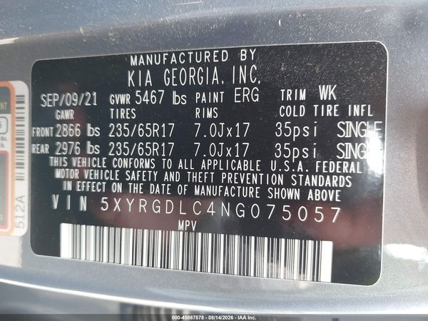 2022 KIA SORENTO LX