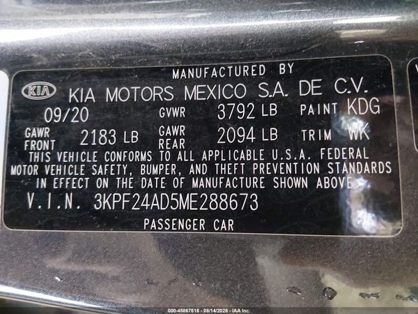 2021 KIA FORTE LXS