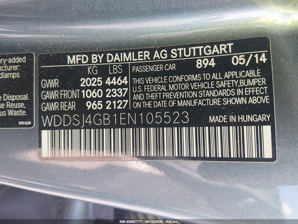 2014 MERCEDES-BENZ CLA 250 4MATIC