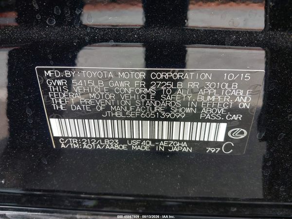 2016 LEXUS LS 460
