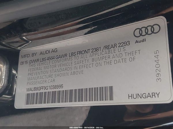 2016 AUDI A3 2.0T PREMIUM