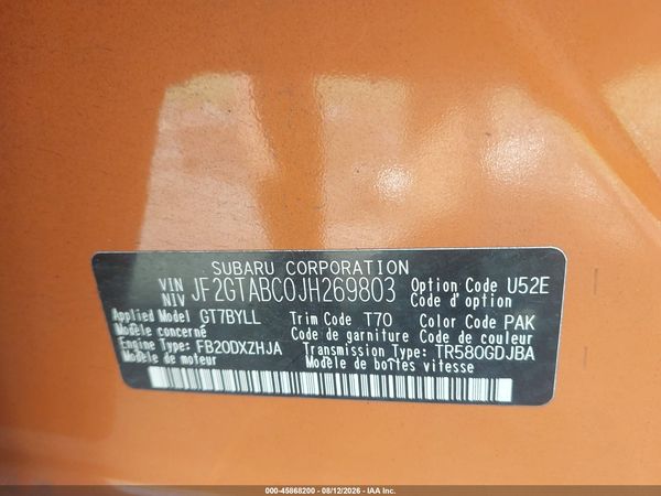2018 SUBARU CROSSTREK 2.0I PREMIUM