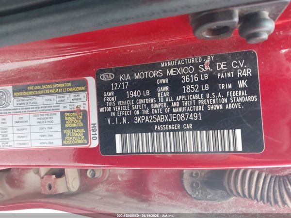 2018 KIA RIO S