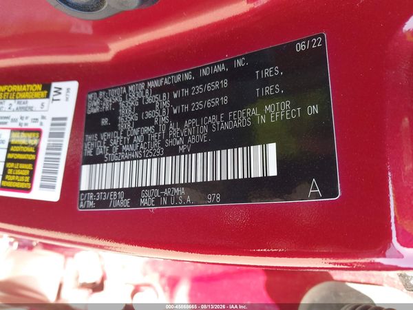 2022 TOYOTA HIGHLANDER XLE