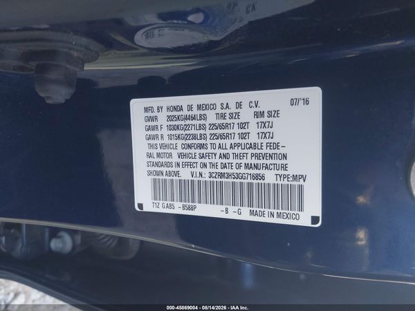 2016 HONDA CR-V EX