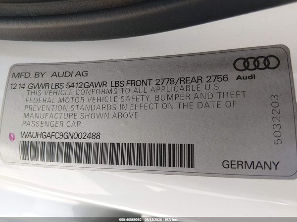 2016 AUDI A6 3.0T PRESTIGE
